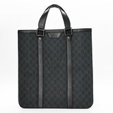 GUCCI GG Supreme Plus Tote Bag Leather Dark Gray Black 322072 — Like New