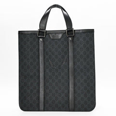 GUCCI GG Supreme Plus Tote Bag Leather Dark Gray Black 322072 — Like New