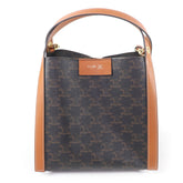 CELINE 12418 Small Cubo Bag Honey Logo Triomphe Canvas 2-way Shoulder Made in Italy Women's — Like New