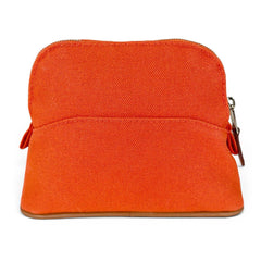 HERMES Bolide Mini Pouch, Toile H, Cosmetic Travel Case, Small Item Orange, Made in France, Women's — Like New