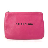 BALENCIAGA 492465 Logo Everyday Pouch M Bag Clutch Leather Women's Pink — Like New