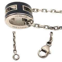 Hermes Hermès H-shaped chain necklace, Mini Pop H, Ash, silver and black, for women — Like New