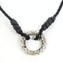 Bottega Veneta Intrecciato Circle Silver Leather Necklace Total weight approx. 16.6g 56cm — Like New