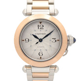 Cartier Pasha de watch, 18K pink gold (PG) stainless steel, boys' size, silver tone, W2PA0008 — Very Good