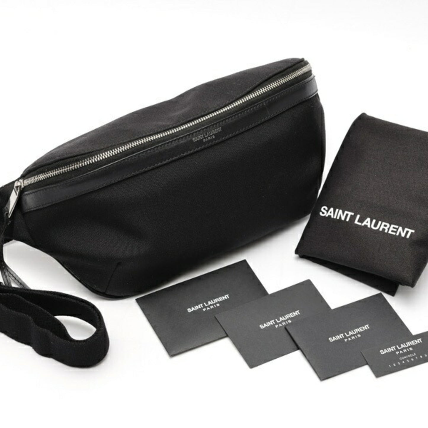 Saint Laurent Belt Bag/Body Bag 557831 Canvas Leather Black S-159087