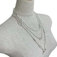 HERMES Chaine d'Ancre Farandole 160 Long Necklace, SV925, Silver, Men's/Women's — New