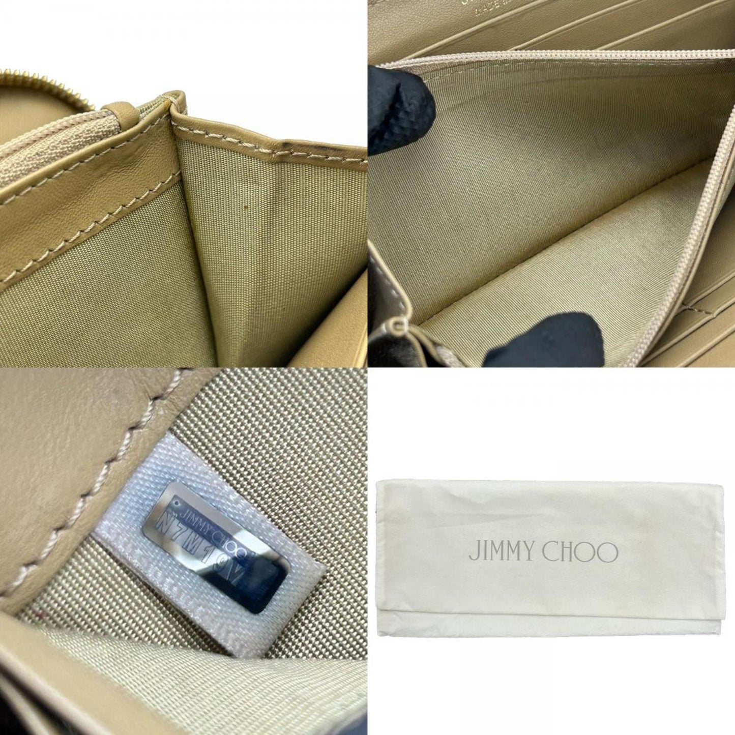 Jimmy Choo Long Wallet Leather Champagne Gold Star Studs Crystal Round Ladies JIMMY CHOO