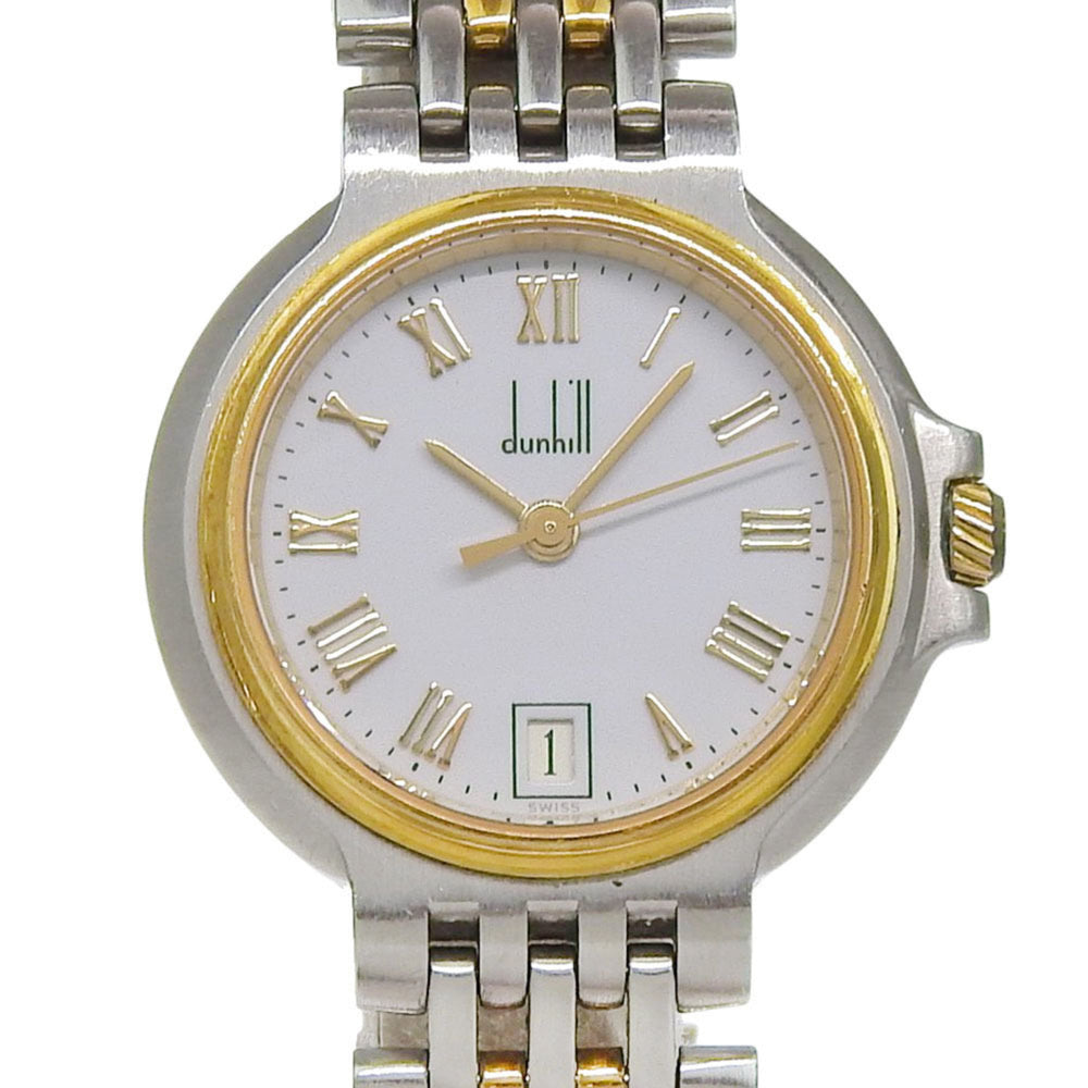 Dunhill Elite Date White Dial 18K Yellow Gold Stainless Steel 40.7g Quartz Battery Approx. 27mm Women's Watch — Good
