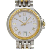 Dunhill Elite Date White Dial 18K Yellow Gold Stainless Steel 40.7g Quartz Battery Approx. 27mm Women's Watch — Good