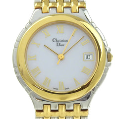 Christian Dior Combination Watch 3023 Stainless Steel x Gold Plated Quartz Analog Display White Dial Boys — Very Good