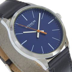 Coach watch CA.118.112.1640, stainless steel, quartz, analog display, blue dial, men's — Very Good