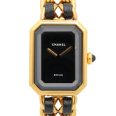 Chanel CHANEL Première M Watch, Gold Plated Leather, Women's, Black, H0001 — Very Good