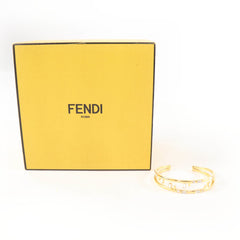 FENDI First FF motif rhinestone bangle bracelet, size M, gold, with box, made in Italy, women's — Like New