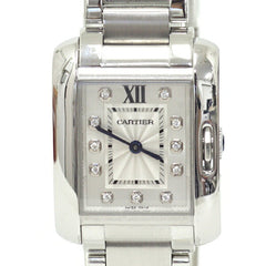 Cartier women's watch Tank Anglaise SM W4TA0003, diamond, stainless steel, quartz, silver dial, polished — Very Good