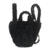 BALENCIAGA Everyday 2.0 XS (672793) Logo Embroidered F-Fur Shoulder Tote Bag, Black, Includes Dust Made in Italy — Like New
