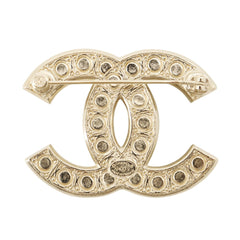Chanel Brooch, Coco Mark Rhinestone, Faux Pearl, Metal, F24V A64762 CHANEL Brooch BROACH — Like New