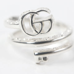 GUCCI 770719 Double G Key Motif Ring, AG925 Sterling Silver, 18k Gold, Made in Italy, Weight 8.36g, Men's — Like New