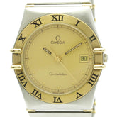 OMEGA Constellation 18K Gold Steel Quartz Mens Watch 396.1080 Polished — Very Good