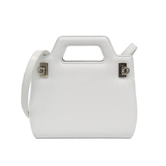 Salvatore Ferragamo Gancini Wanda AU-21 3485 Women's Leather Handbag,Shoulder Bag White — Like New