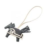 Hermes Rodeo PM Robeo Coeur Charm Accessory Leather Agneau Milo Veau Swift Women's Green Black White Vert Mangrove — New - Store Return