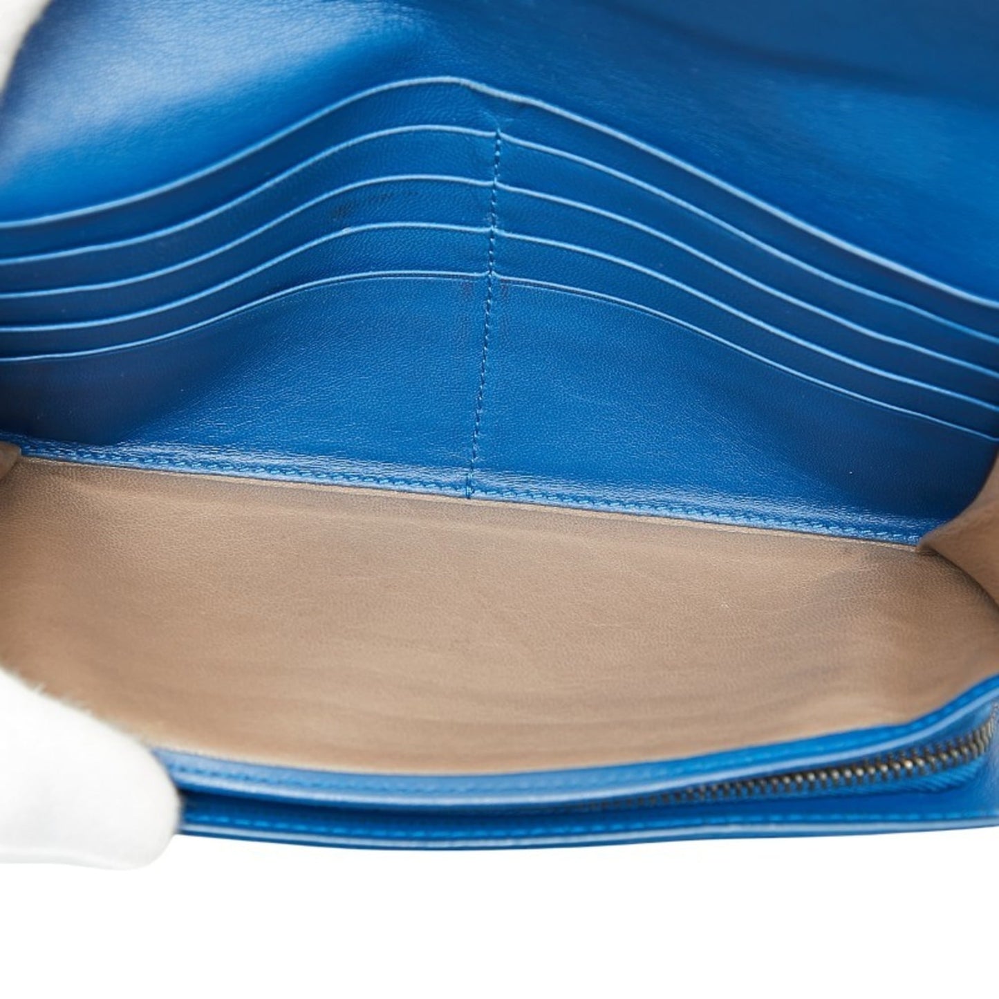 Bottega Veneta Intrecciato Long Wallet Blue Leather Women's BOTTEGAVENETA