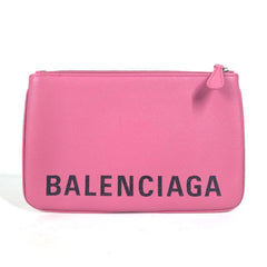 Balenciaga 545773 logo pouch bag Clutch bag pink Black — Like New