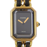 CHANEL Premiere L Watch H0001 Gold Plated x Leather Swiss Made Black Quartz Analog Display Dial Ladies — Good