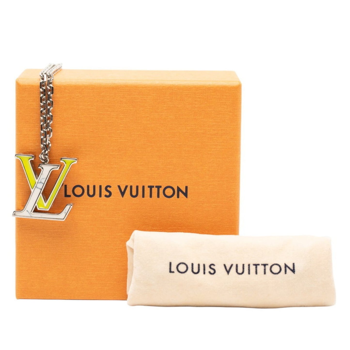 Louis Vuitton Pendant LV Colors Chain Long Necklace M00526 Silver Yellow White Metal Women's LOUIS VUITTON