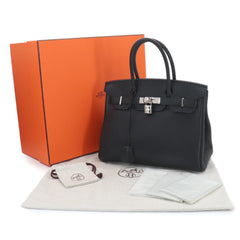 Hermes Birkin 30 Togo Black Handbag □P Stamp Silver Hardware — Like New