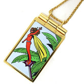 HERMES On the Beach Mirror Compact Pendant Necklace, Gold Multicolor — Like New