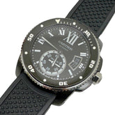 CARTIER Calibre de Cartier Carbon Diver Date WSCA0006 Watch, Stainless Steel, Rubber Strap, Automatic, Black, Men's — Very Good