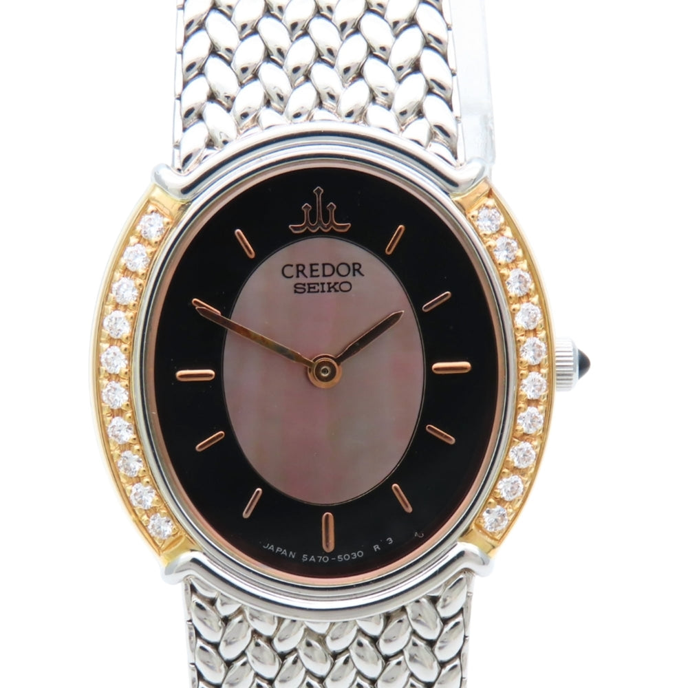 Seiko Credor 5A70-3000 SS K18YG Diamond Shell Women's Watch SEIKO — Good