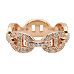 Hermes HERMES Enchainée PM Diamond Ring, Jewelry, 18KPG (Pink Gold), Diamond, Women's, Clear/Gold Tone — Like New