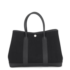 Hermes Garden TPM Tote Bag, Black Toile Chevron Negonda, C Stamp, Black, Garden, Handbag, Women's HERMES — Like New
