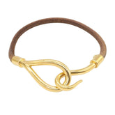 Hermes Jumbo Bracelet, Gold Plated Leather Women's, Gold/Brown Tones — Like New