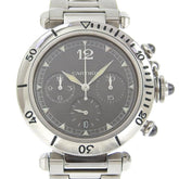 Cartier Pasha Men's Watch, Caliber 205, W3107355, Stainless Steel, Automatic Chronograph, Gray Dial, See-Through Back — Good