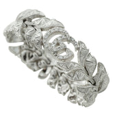 Gucci Flora Ring, approximately 6.6g, 18K White Gold, with small diamonds, size #11 (approximately US 10) — Like New