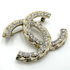 Chanel Brooch for Women, Coco Mark, Accessory, CHANEL GP Rhinestone, B25C Gold, Approx. 20.3g, 2025 — Like New