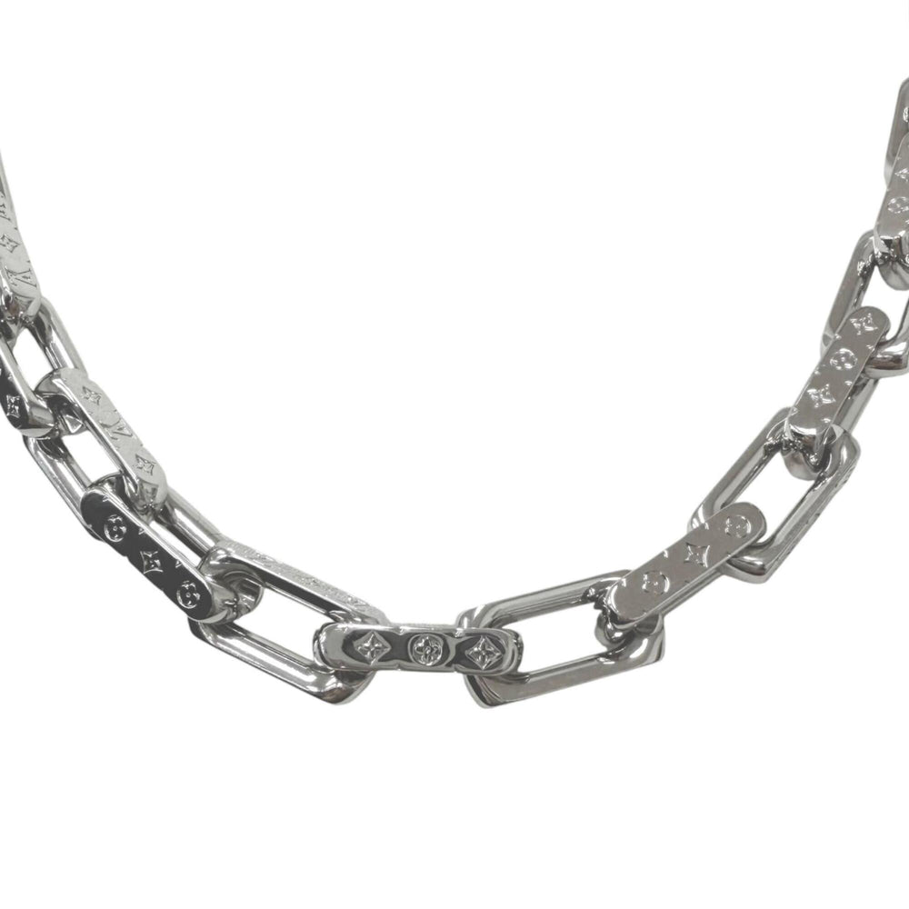 LOUIS VUITTON (Louis Vuitton) 2020 model M64196 Collier Chain Monogram Necklace, Silver, Made in Italy, Men's — Like New