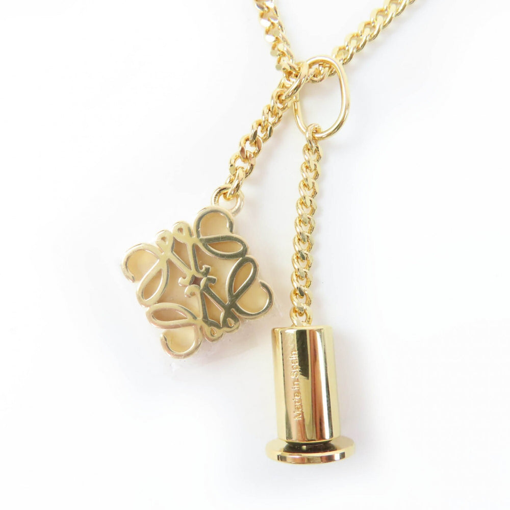 LOEWE J82124X02 Anagram Cube Chain Necklace Pendant, Gold, Made in Spain, Women's, with Box and Dust Bag — Like New