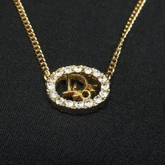 Christian Dior Gold Metal Rhinestone Necklace for Women — Like New