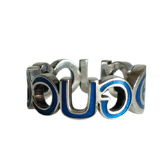 GUCCI 925 Interlocking GG Logo Silver Ring, Size 16 (equivalent to size 1), with Box, Blue Silver, Men's/Women's — Like New