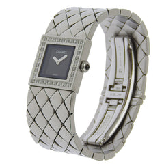 CHANEL Matelasse Watch Diamond Bezel H0489 Stainless Steel Quartz Analog Display Black Dial Women's I213024033 — Good