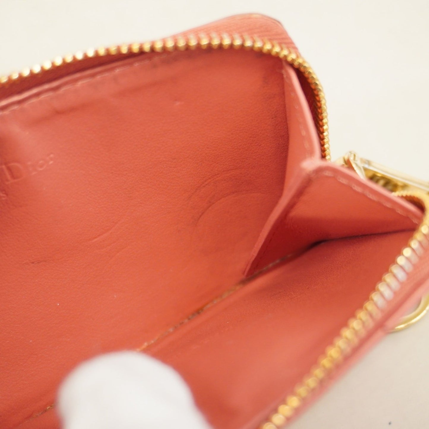 Christian Dior Cannage Leather Wallet/Coin Case, Pink, Women's