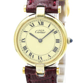 CARTIER Must Vendome Gold Plated Leather Quartz Ladies Watch — Good