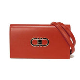 Salvatore Ferragamo Shoulder Bag Double Gancini Mini Chain Calfskin 2-Way New Logo Red 218357 Women's — Like New