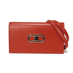 Salvatore Ferragamo Shoulder Bag Double Gancini Mini Chain Calfskin 2-Way New Logo Red 218357 Women's — Like New