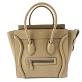 CELINE 18979 Luggage Micro Shopper Dune (Beige) Drummed Calfskin Handbag, Made in Italy, Women's — Like New