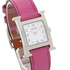 Hermes HH1.210 H Watch Stainless Steel Leather Ladies HERMES — Very Good