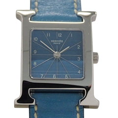 Hermes HERMES Women's Watch Brand H-Watch Quartz QZ Stainless Steel SS Leather HH1.210 Silver Blue □G — Good
